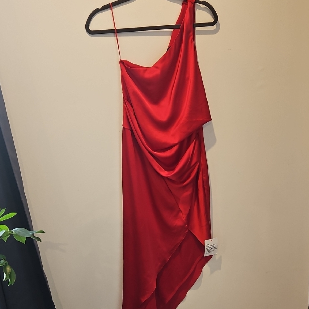 Elegant Red Draped Dress